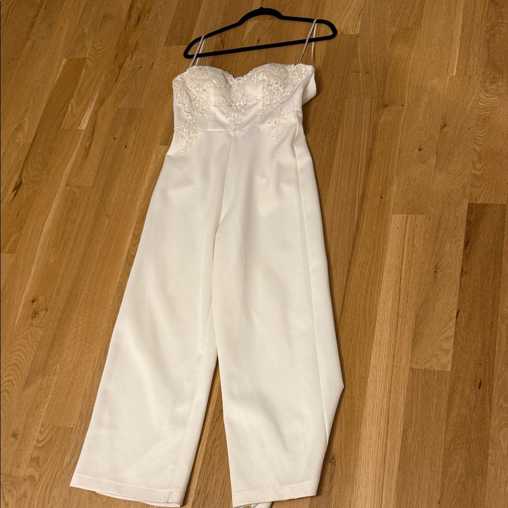 Lulu's White Strapless Embellished Jumpsuit